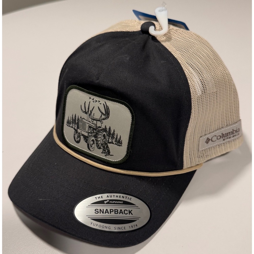Columbia PHG Hunt Line Mesh Snapback Hat Black Tan Tractor Antler XU2058-012